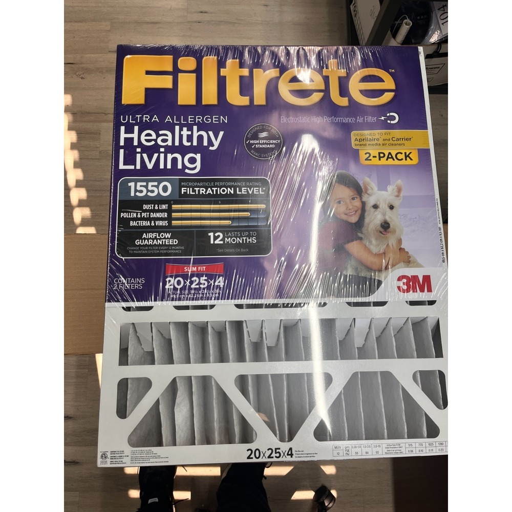 3M Filtrete 20x25x4 ( SlimFit ) AC Furnace Air Filter, Pack Of 2